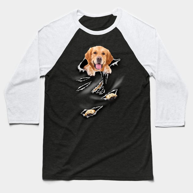 Golden Retriever Face Mask Baseball T-Shirt by Karamaster